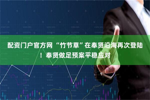 配资门户官方网 “竹节草”在奉贤沿海再次登陆！奉贤做足预案平稳应对